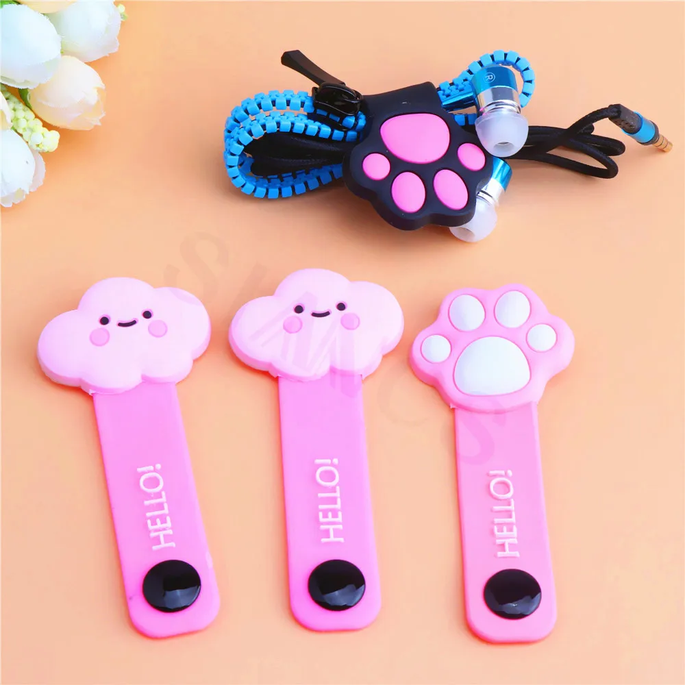 Cartoon Wire Storage Buckle Holder Organizer Mobile Phone Data Cable Winder Cat Paw Silicone Cute Earphone Cable Management Clip