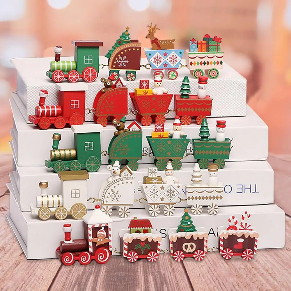 Wooden/Plastic Christmas Train 2022 Christmas Decorations For Home Xmas Navidad Noel Gifts Christmas Ornament New Year 2023