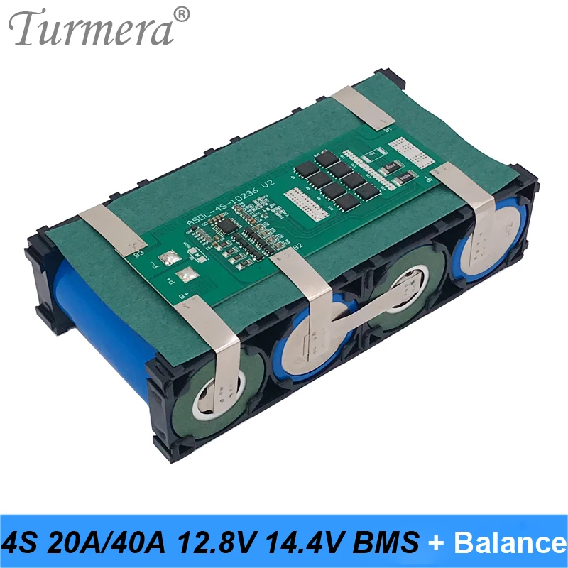 Turmera 4S 40A 20A 12.8V 14.4V 32650 32700 Lifepo4 Battery BMS for Solar Panel and Electric Boat Uninterrupted Power Supply 12V