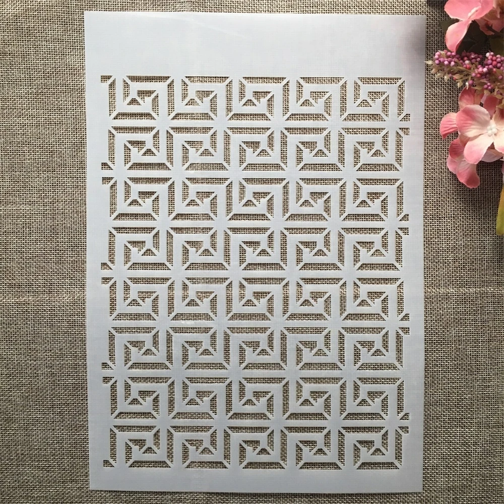 A4 29cm Maze Geometry Texture DIY Layering Stencils Wall Painting Scrapbook Coloring Embossing Album Decorative Template