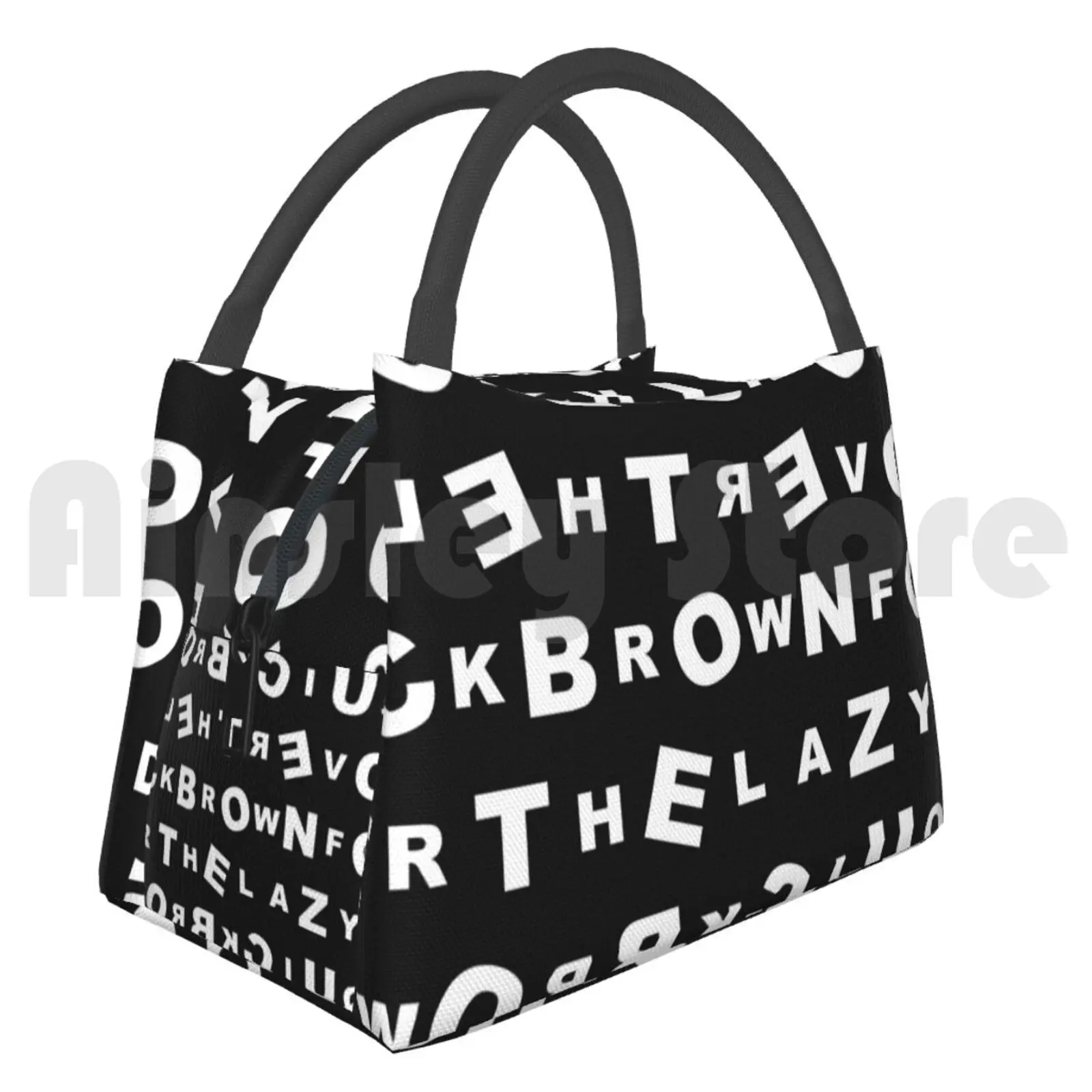 Portable Insulation Bag Fox Dog ( Black ) Words Fox Dog Jump Quick Lazy Gracia Khouw Wordplay Black White