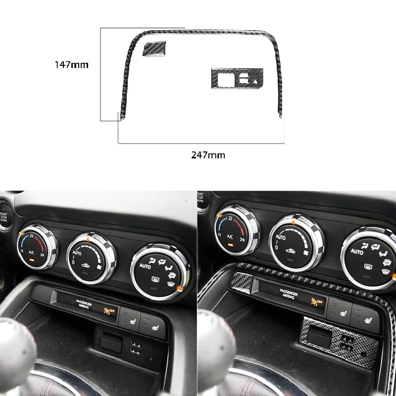 

Fit For Mazda MX-5 Miata Roadster 2016+ ND Carbon Fiber USB Panel Center Console Button Frame Sticker Car Accessories