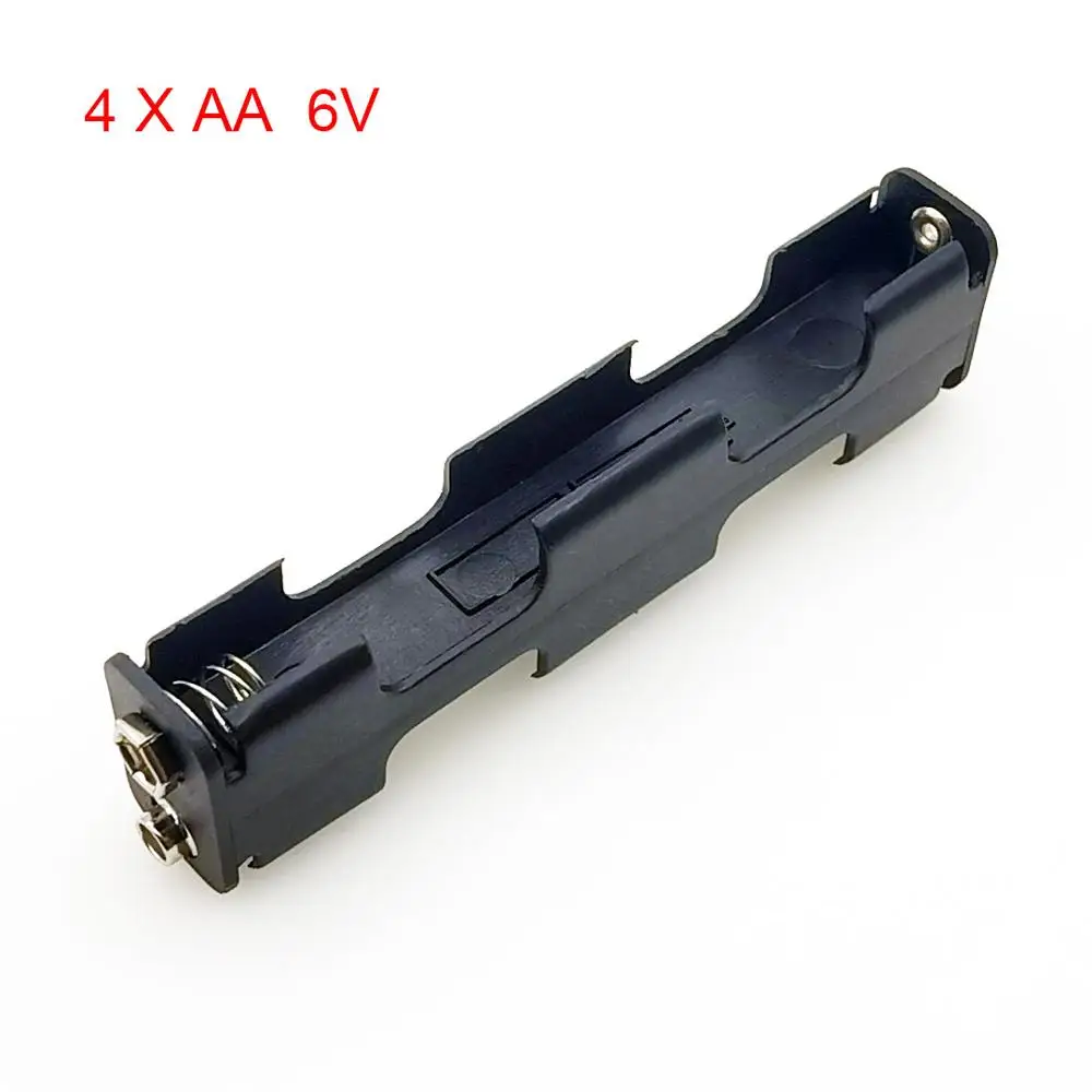 4 x AA 6V Long Strip Back Case Dual Layers Double-sided Box 9V Button Battery Holder Plastic Storage Container Soldering Connect