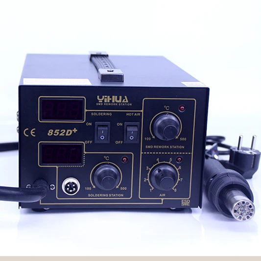 Yihua-pistola de Calor de ar Quente Ferro de Solda Digital Estação de Retrabalho de Solda tipo de Bomba Smd 852d Mais 220v 110v 2in 1