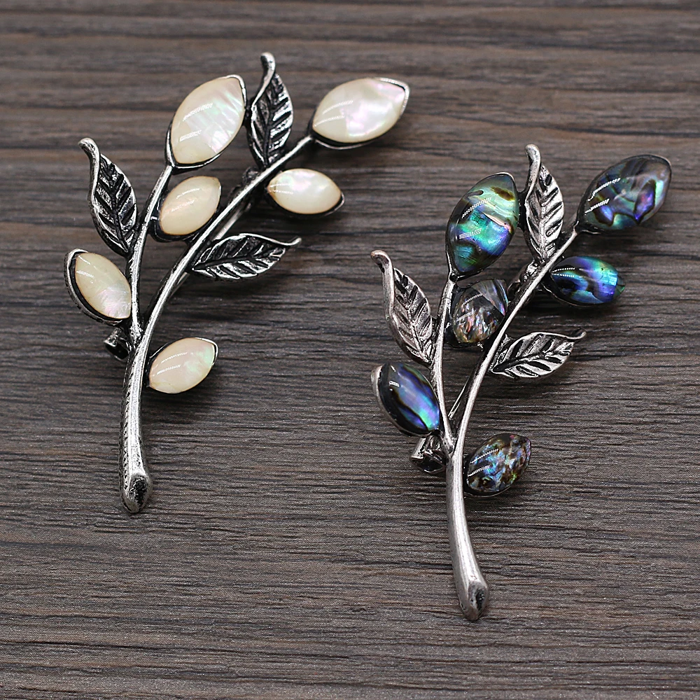 Natural Shell Brooch The Mother Of Pearl Leaf-Shaped Pendant For Jewelry Making DIY Necklace Bracelet Earrings Accessory