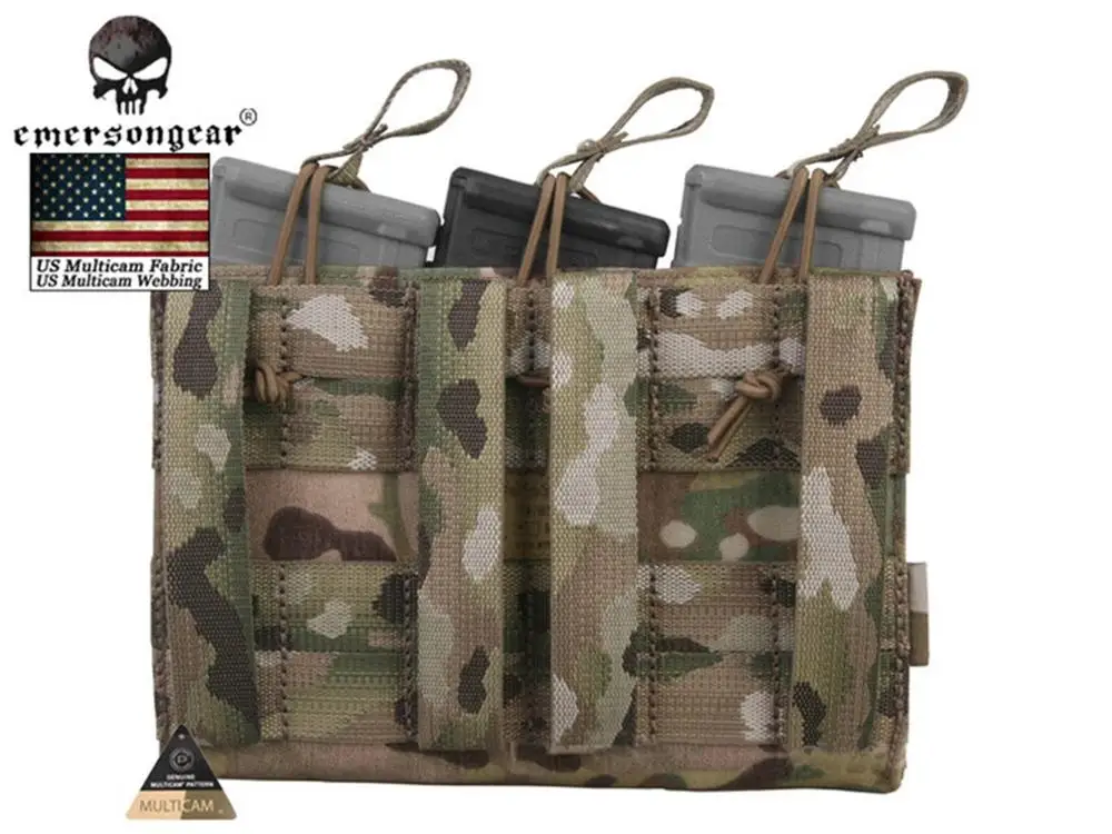 Tactical Airsoft Magazine Pouch, 5.56 & Pistol, Triple Open Top, MC, EM6363MC