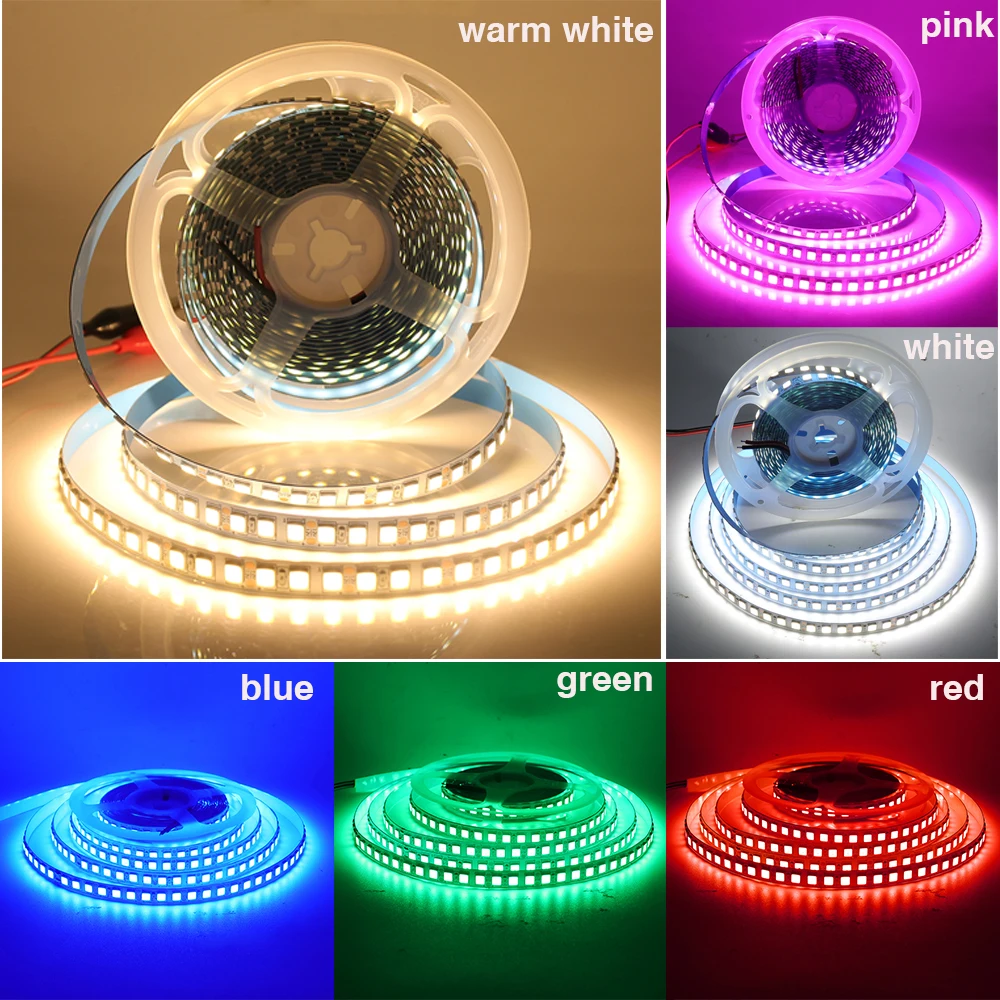 Dc 12v led strip 60leds 120leds/m smd 5630 5730 luzes 5050 2835 5054 fita flexível fita lâmpada led strip luz 5 m/lote