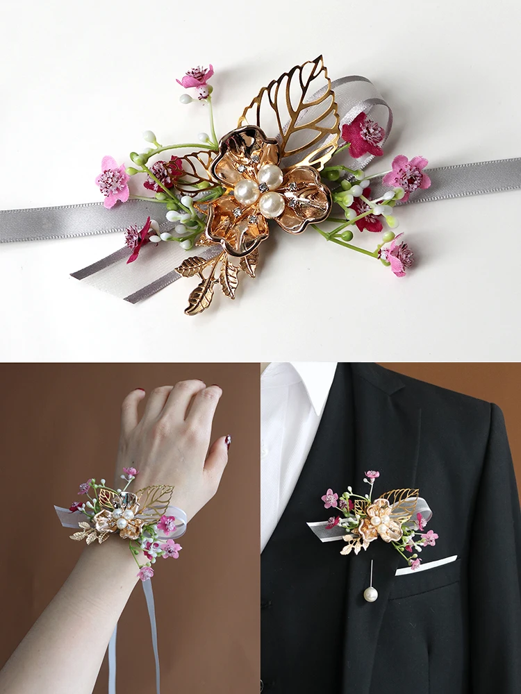 Corpetto ad ago per l'alito del bambino botanico, grounonniere Groom, Buttonhole da sposa rustico, Boho Wedding damigella d'onore naturale