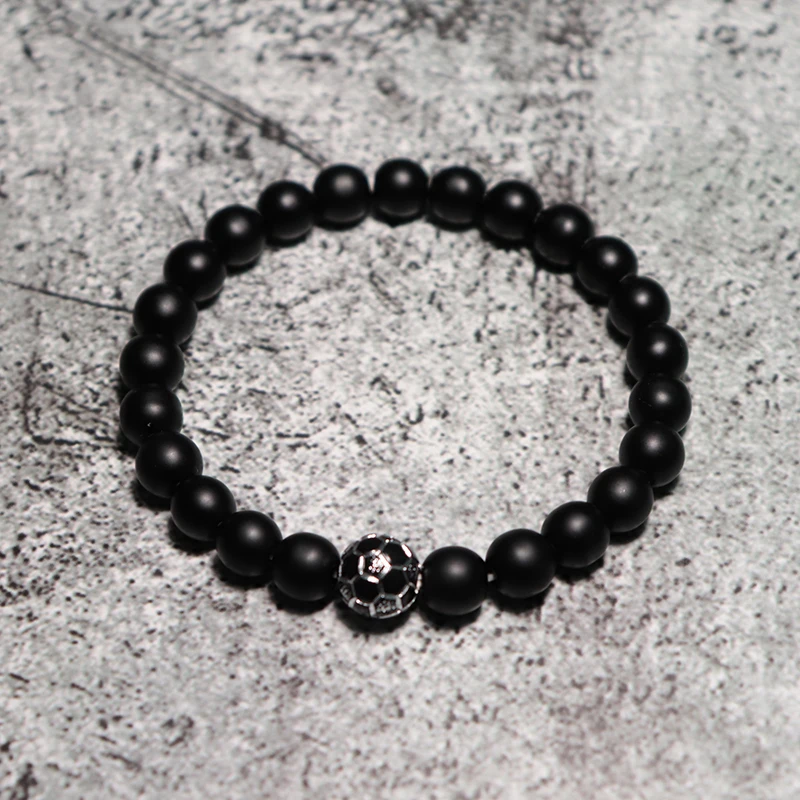 Simple Style Football Bracelet Unisex Matte Stone Beaded Braslet Sports Enthusiast Accessories Red Braclet Leisure Pulseira