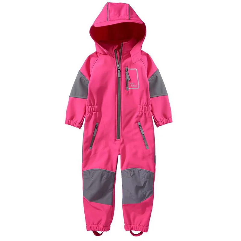 

Children/Kids Waterproof/Windproof Softshell Jumpsuit, Girls Overalls, Playsuit in Rose color