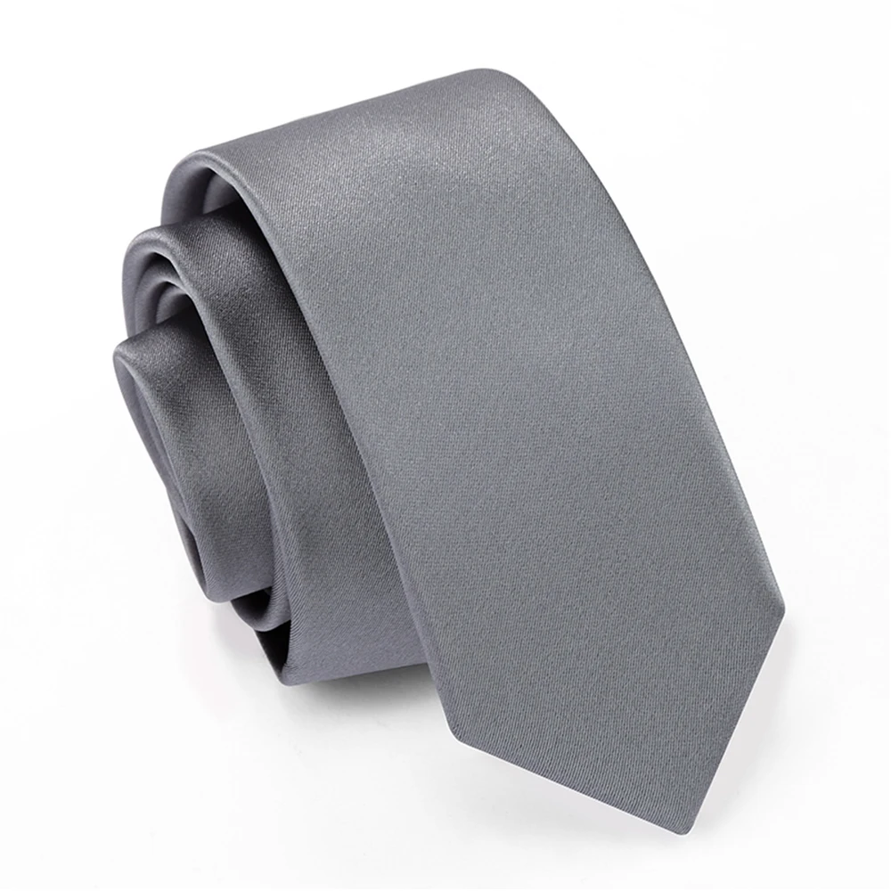 Brand New 6CM Skinny Luxury Silver Tie For Men Wedding Business Fashion Dress Suit Silk Polyester Necktie With Gift Box