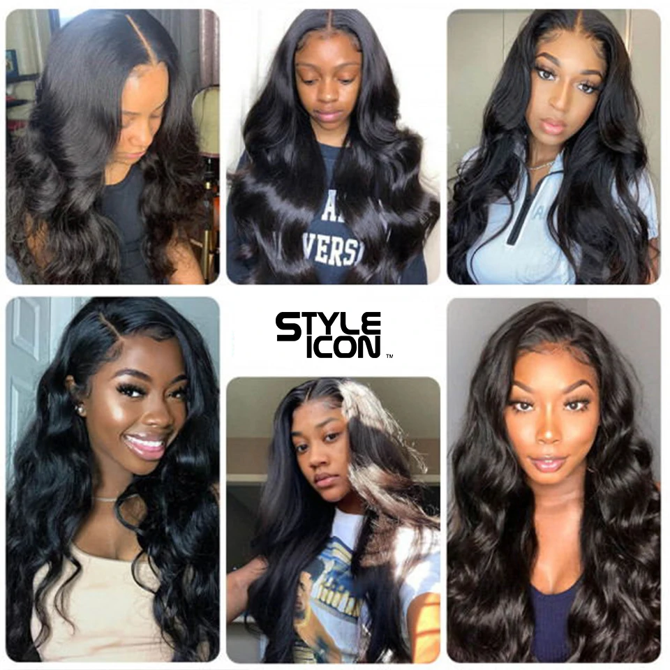 Perruque Lace Frontal wig Body Wave brésilienne naturelle, 13x4, pour femmes africaines