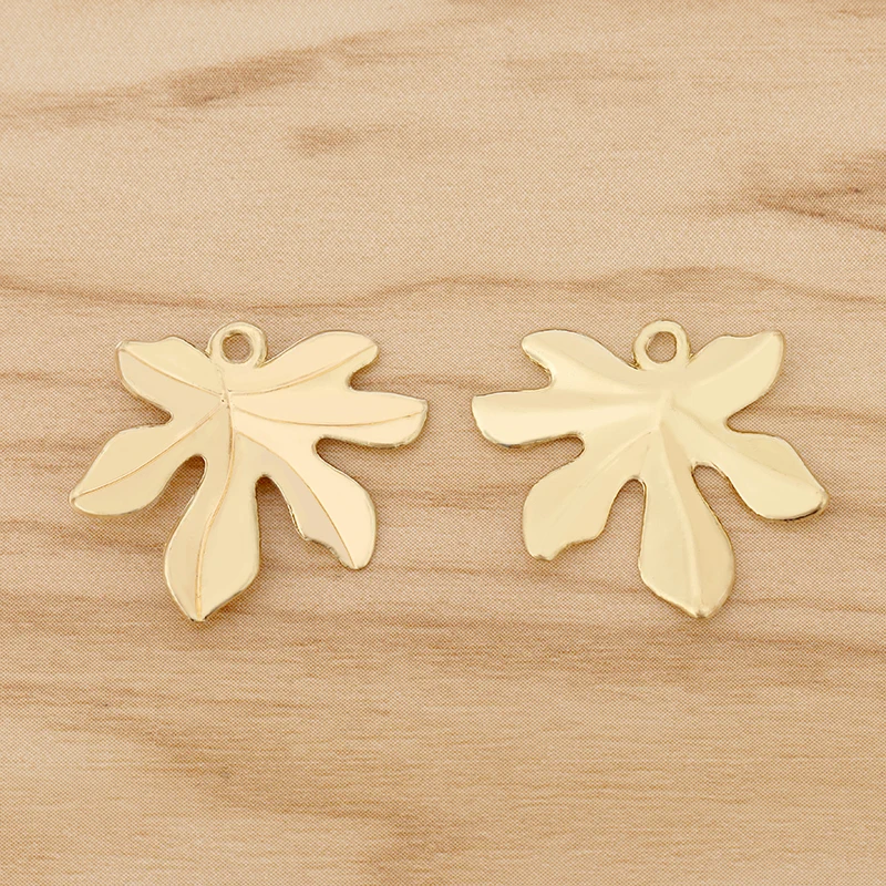 10 Pieces Gold Color Maple Leaf Charms Pendants Beads for DIY Earrings Bracelet Jewellery Making 21x25mm