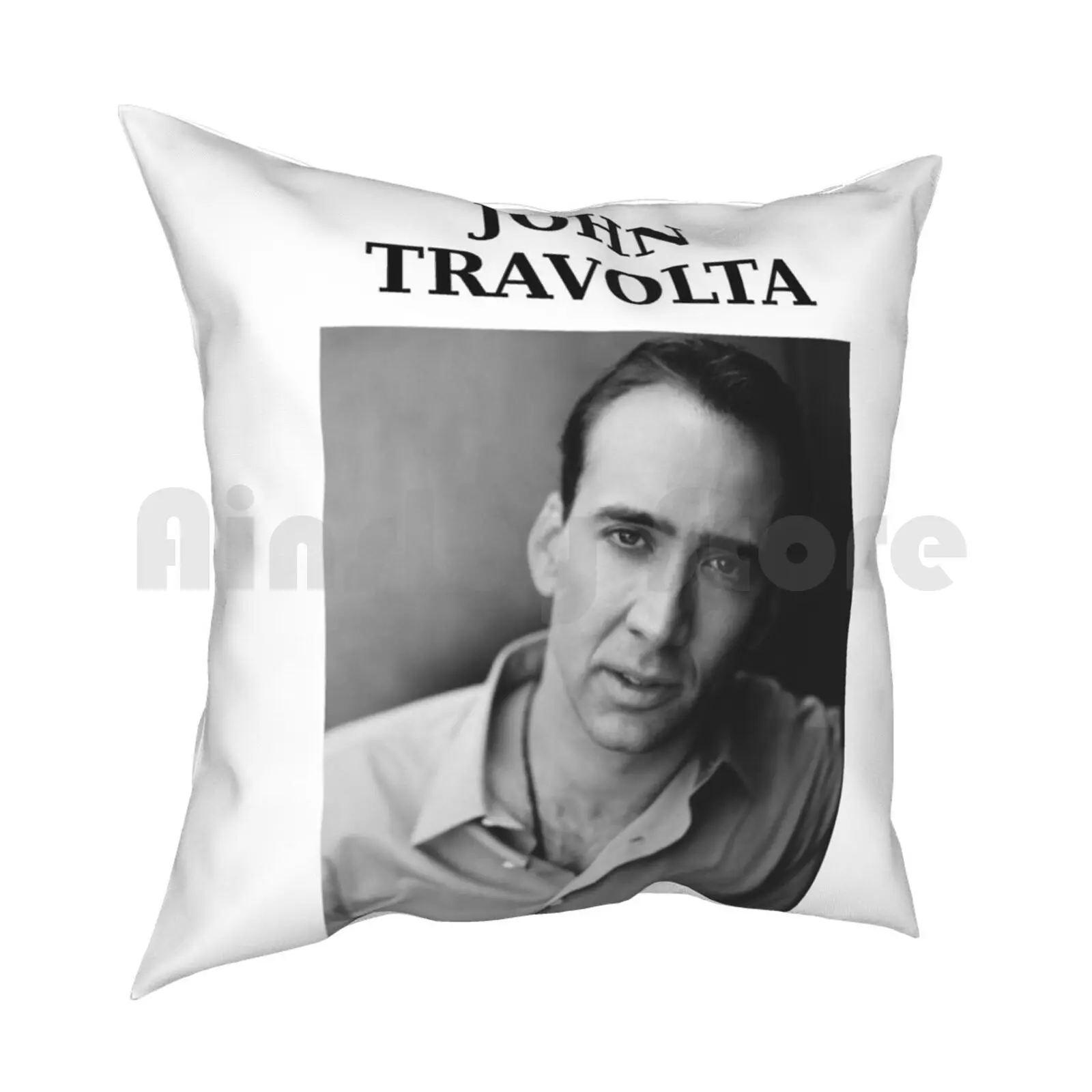 Nicolas Travolta... John Cage... Wtf ? Pillow Case Printed Home Soft Throw Pillow John Travolta Nicolas Cage Funny Wrong