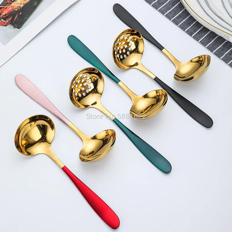 Stainless Steel Soup Spoon Colander High-end Household Creative Thickening Communal Meal Drinking Soup Spoon Porridge Spoon