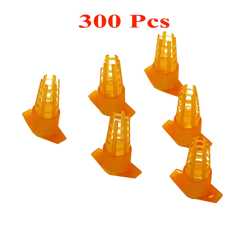 300PCS beekeeper cell protection cages open guard anti-bite protective cover beekeeping tools yellow plastic bee king queen cage