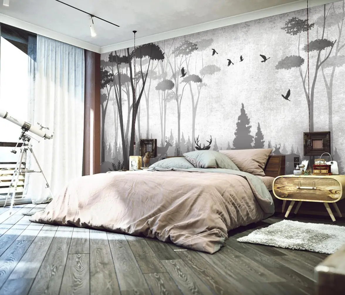 

beibehang Custom Papel De Parede 3D Nordic abstract forest elk Murals wallpapers for Living Room Bedroom Mural Wallpaper home