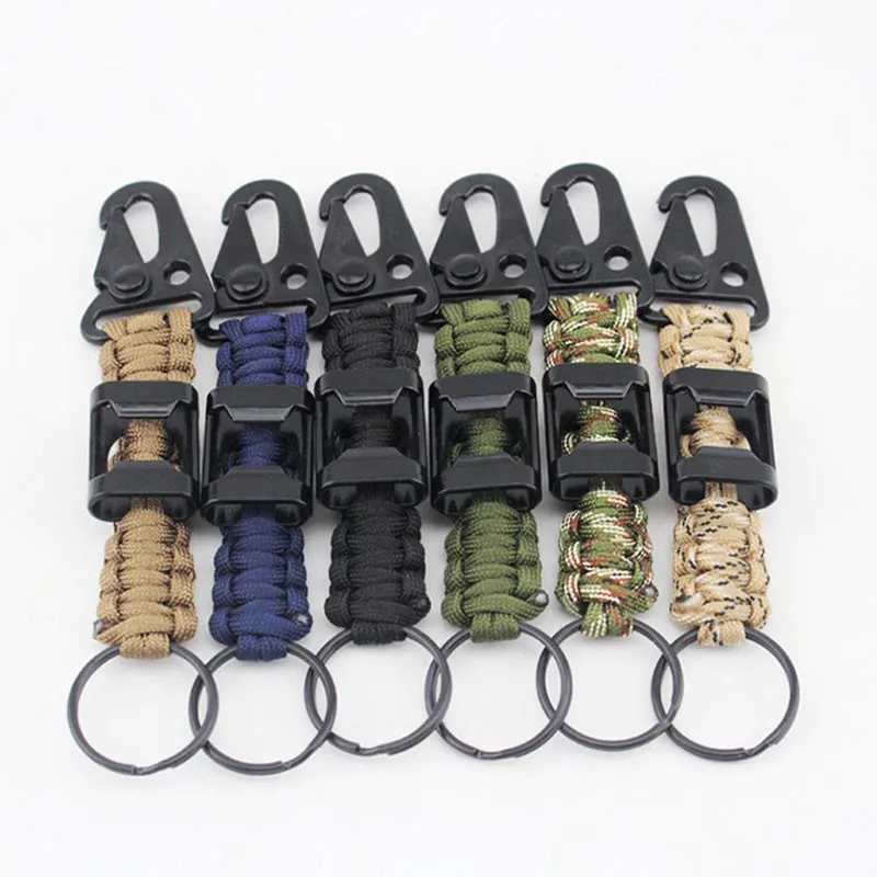 Military grade type III 7 Strand 550Ib 4mm Paracord Carabiner Survival Keychain Lanyard with Bottle Opener Outdoor Camping Ropes