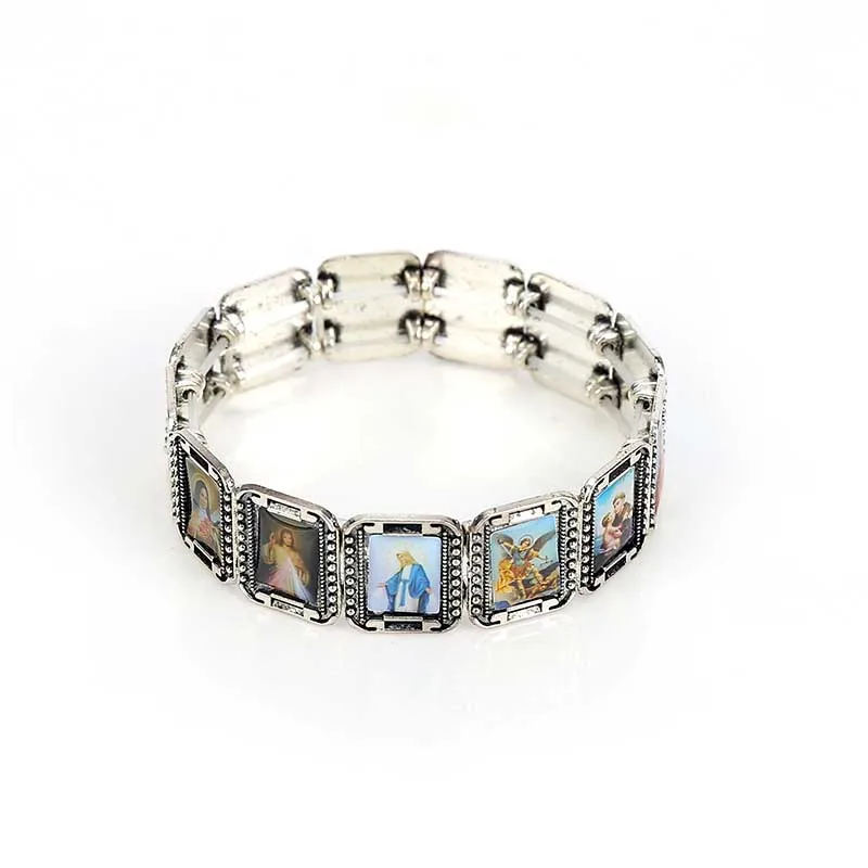 Small square alloy religious saint jesus catholic image icon bracelet men and women bracelet gift jewelry