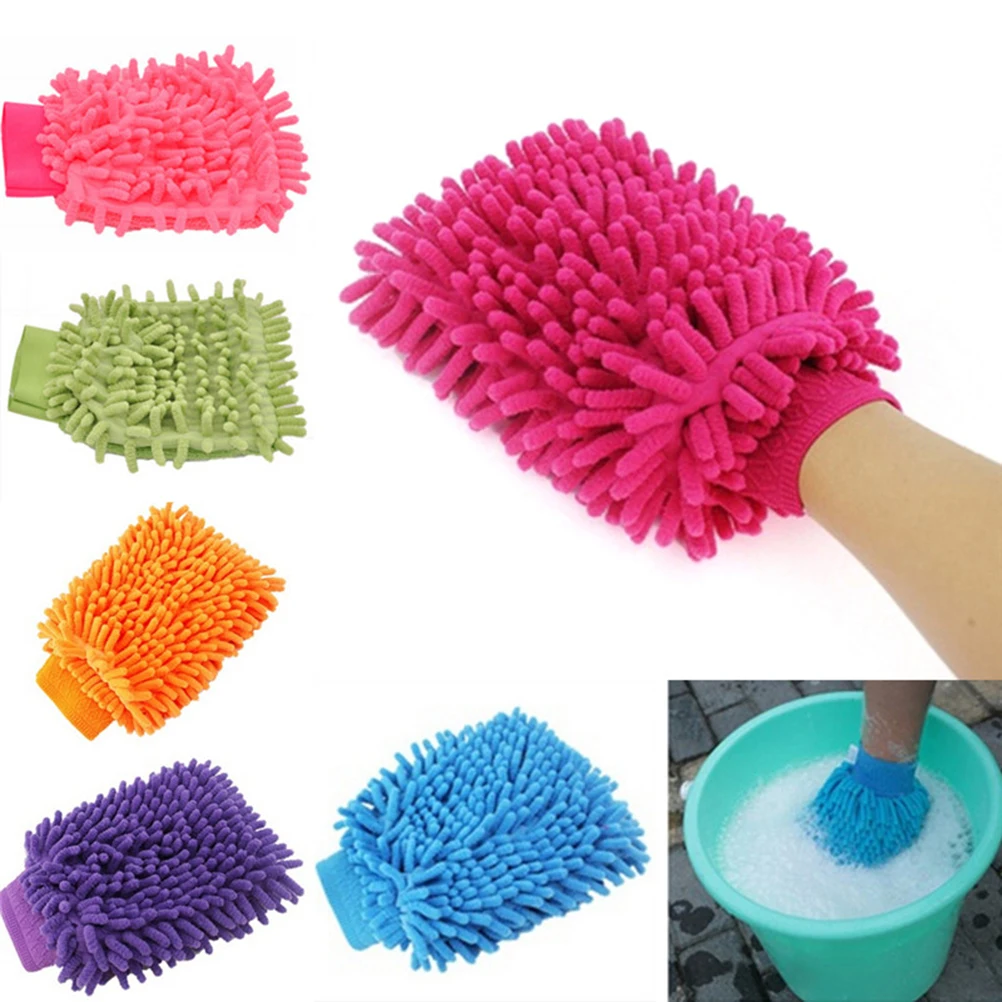 2 in 1 Ultrafine Fiber Chenille Microfiber Car Wash Glove Mitt Soft Mesh backing no scratch for Car Wash and Cleaning