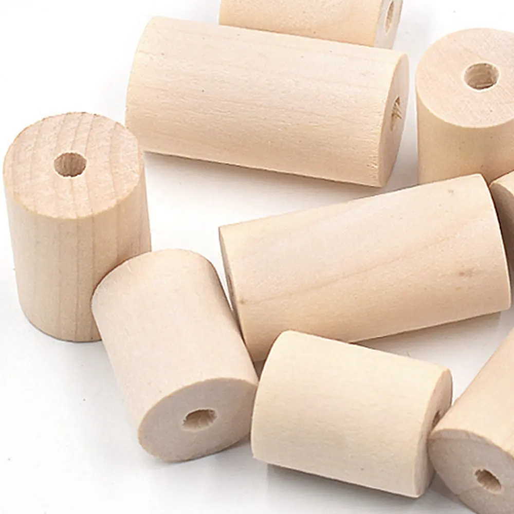 Big Cylinder Shape Natural Wood 20x25mm 20x30mm 20x40mm Loose Handcraft Big Hole Beads for DIY Crafts Jewelry Making 5pcs