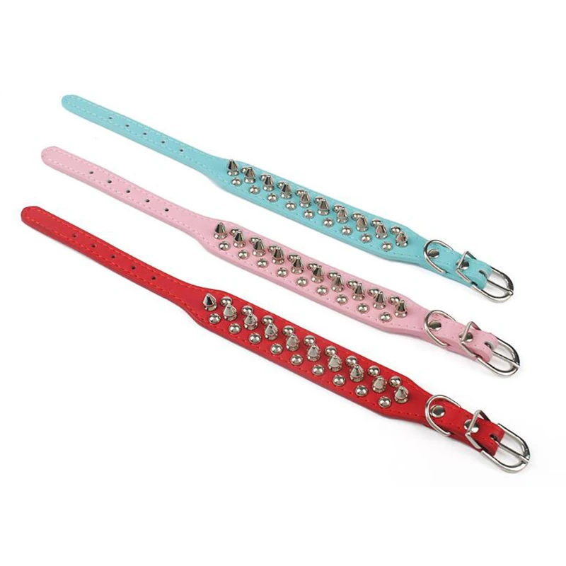 Hot Selling Large Dog Spiked Studded Leather Dog Collar Puppy Medium Large Breeds Pitbull Mastiff Boxer Bully 9 Colors XXS-XXL