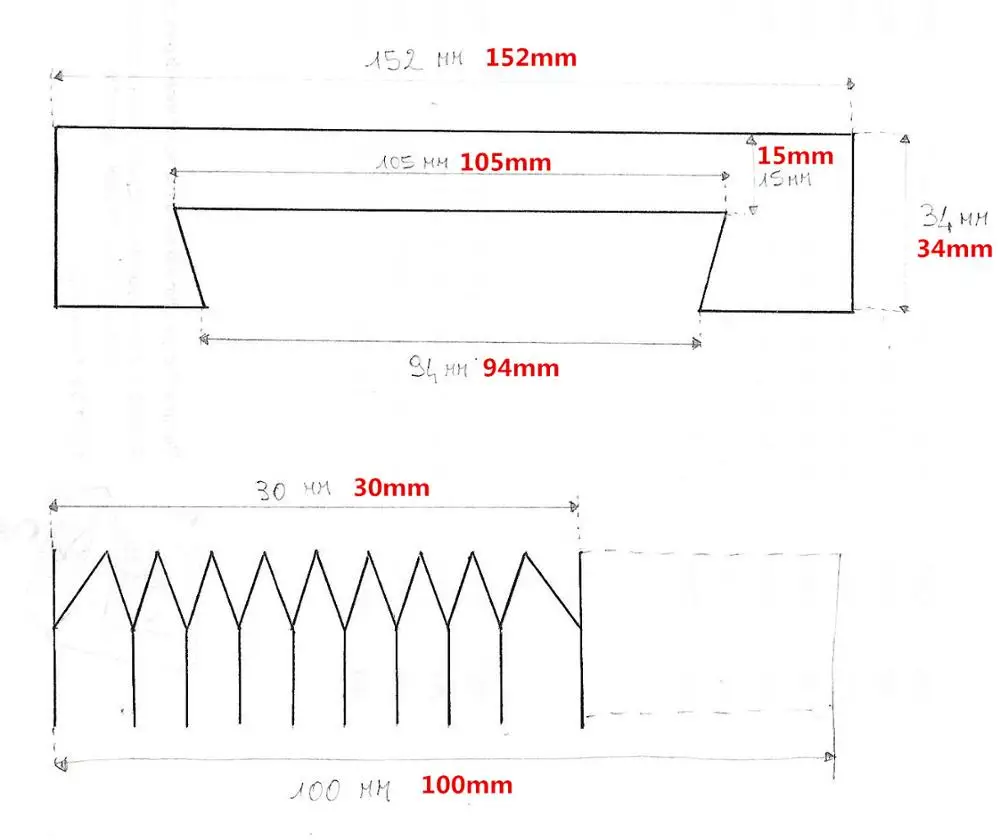 Guide rails protective bellows cover, width 152 mm x height 34 mm x Lmax 100 mm
