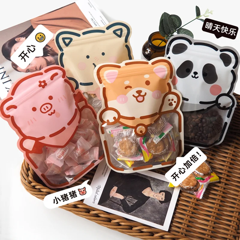 

Stand Up Cute Cartoon Snack Bag Plastic Packaging Bag Snack Bag Self Sealing Storage Cookies Gift Bags