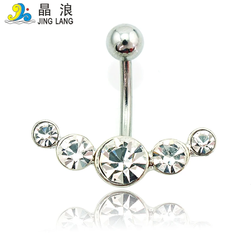 JINGLANG New Belly Button Rings 316L Stainless Steel Barbell Alloy Zipper Leaves Navel Piercing Jewelry