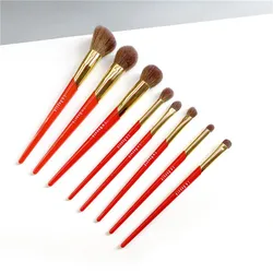 La Beaute Chinese-Red Makeup Brushes Saihoko Goat Hair Face Powder Blush Contour Eye Shadow Brushes