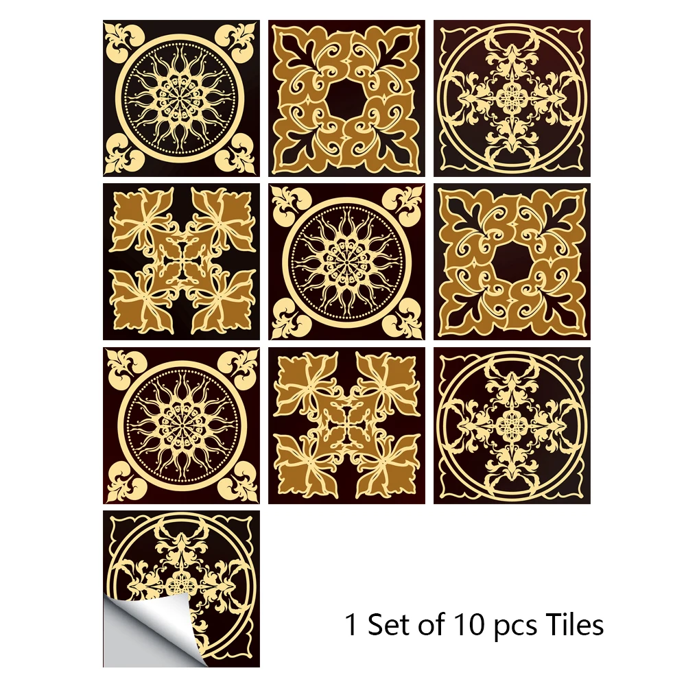 10/15/20cm Mandala Style Matte Surface Tile Sticker Peel & Stick Decoration Film For Tiles /Ground in Kitchen Wardrobe Wallpaper