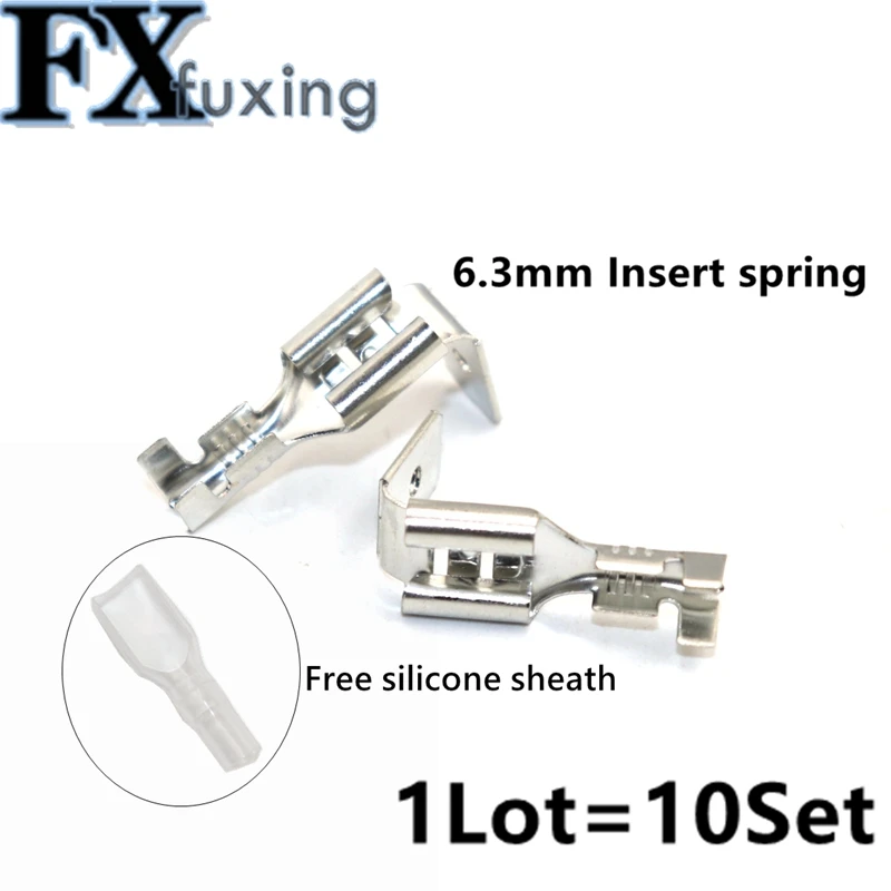 50Set 6.3mm 4.8mm  Against The Back Shoulder Of Male and Female Plug Spring Terminals Inserted Cold Terminal With Case Connector