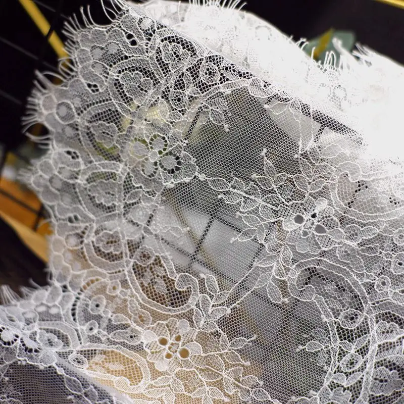 23cm wide Mesh bilateral eyelash lace fabric DIY wedding veil skirt long accessories 3meter