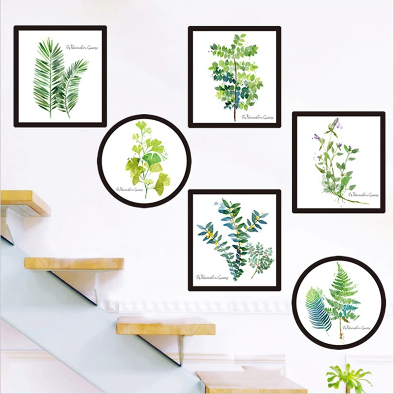 

Potted Plants Wall Stickers Living Room Dining Room Decorative Green Leaf Decals Mural for Kitchen Window Wall Decoration