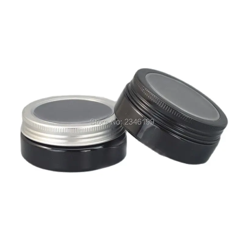 

30ML 50ML 40pcs/lot Black Capsule Case with Clear Skylight, Empty Aluminum Cream Jar with Clear Cap, Aluminum Mask Packaging Pot