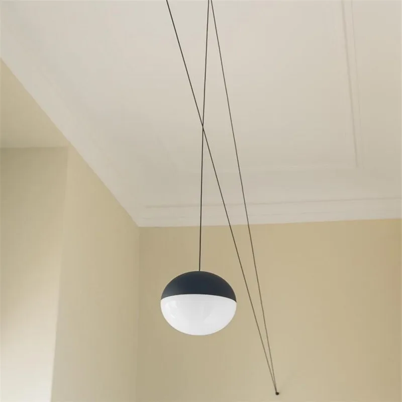 Post-modern Lines Glass Ball Led Pendant Chandelier Ceiling Lamp Geometric Design Hanging Light  Lustres Living Dining Bedroom