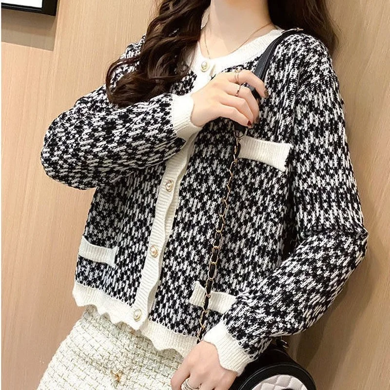 Cardigan Women 5 Colors Spring Hot Selling O-Neck Patchwork All-match Slim Ladies Clothes Single Breasted Korean Style Vintage