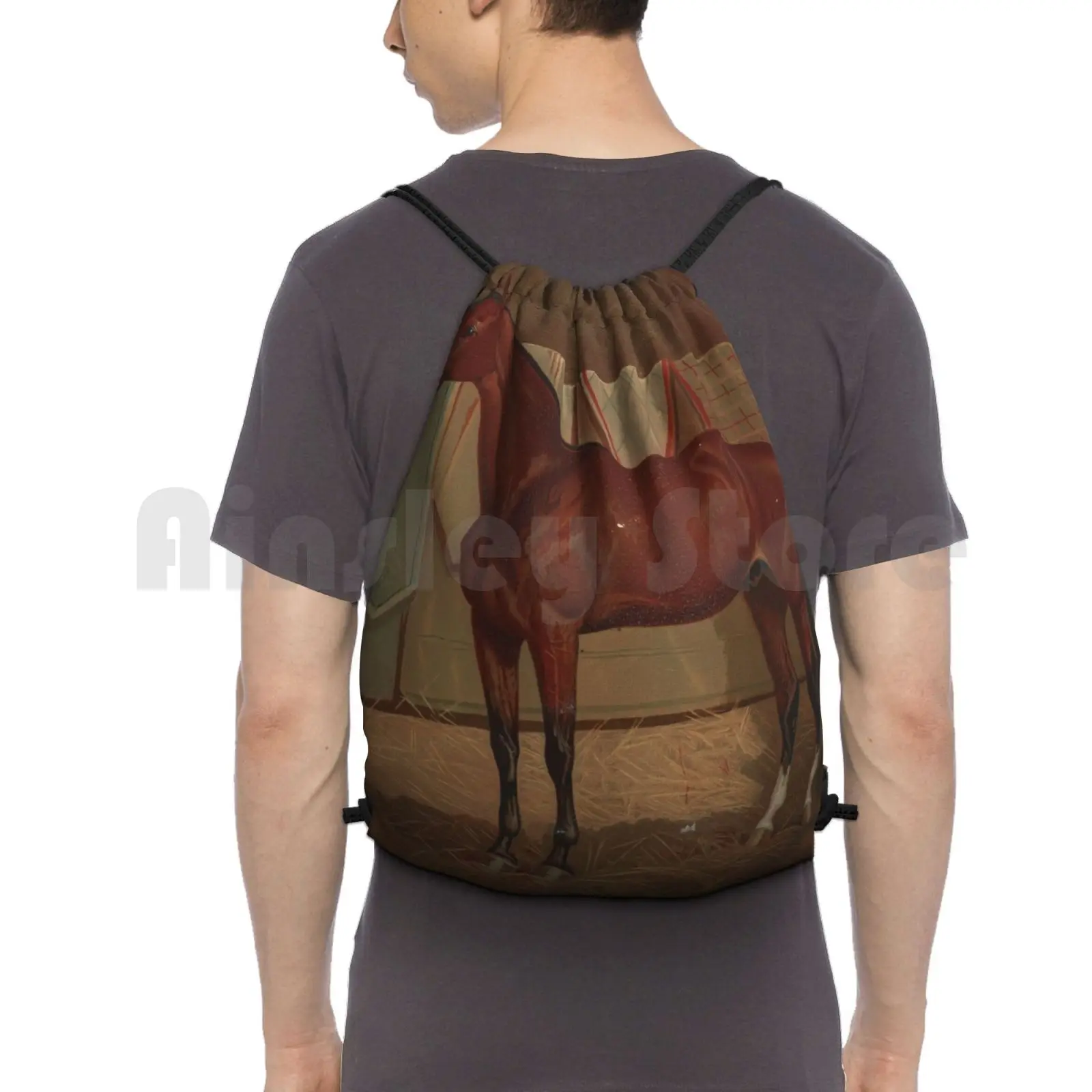 

Vintage Race Horse Illustration ( 1882 ) Backpack Drawstring Bags Gym Bag Waterproof Race Horse Race Horses Horse Horses