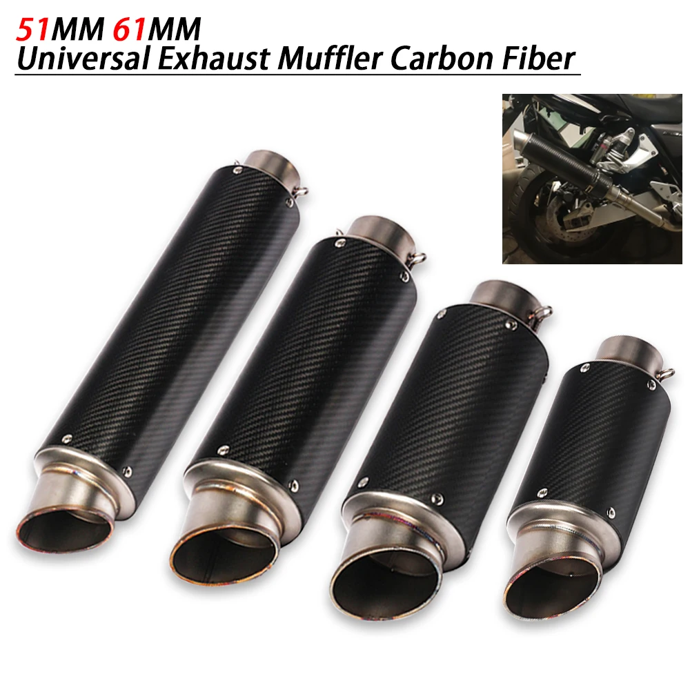 

61mm Universal Exhaust Motorcycle Escape Muffler Modified Carbon Fiber Slip on for S1000RR CBR1000 R6 GSX1300 FD97261331