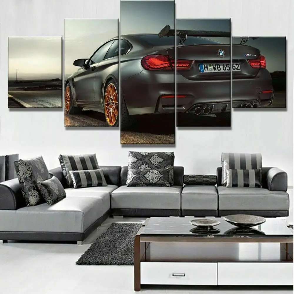 

No Framed Canvas 5Pcs Automobile Sports Car Wall Art Posters Picture Paintings Home Decor Accessories Living Room Decoration