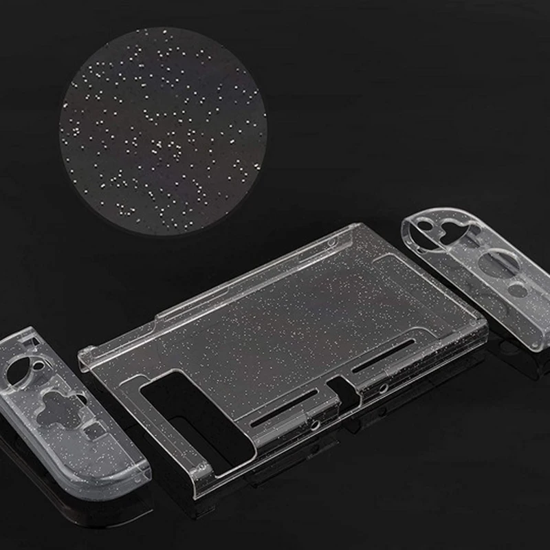 Clear Glitter TPU Soft Case Protective Cover Bling Shell for Nintendo Switch NS Joycon Controller Transparent Silicone Protector