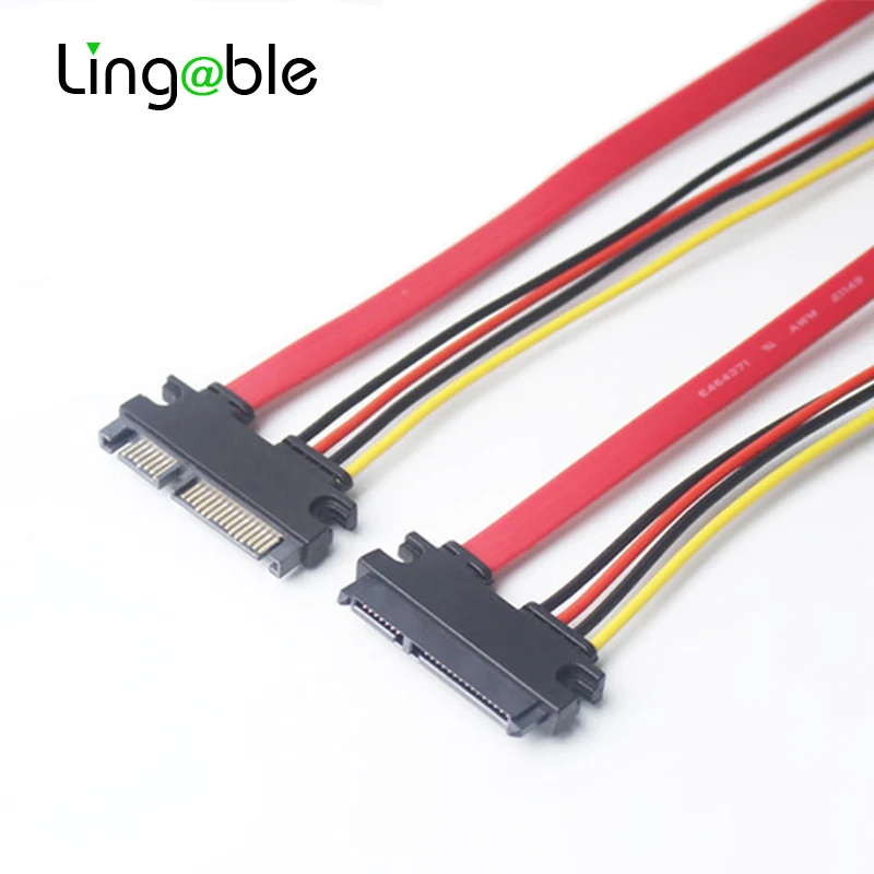 Lingable 5pcs/lot SATA 22Pin Male to Female 7+15 Pin Serial ATA Data Power Cable Hard Driver Extension  Adapter