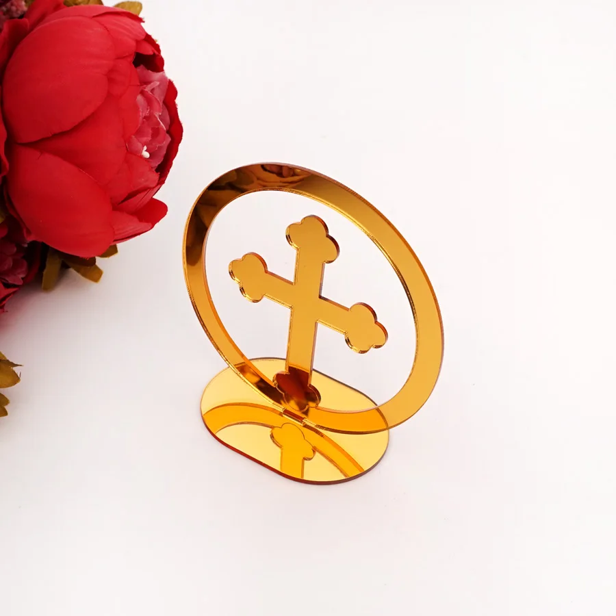 20pcs 10cm High Mirror Cross Prayer for Table God Bless of The Lord\'s Prayer Christening & Baptism House Moving