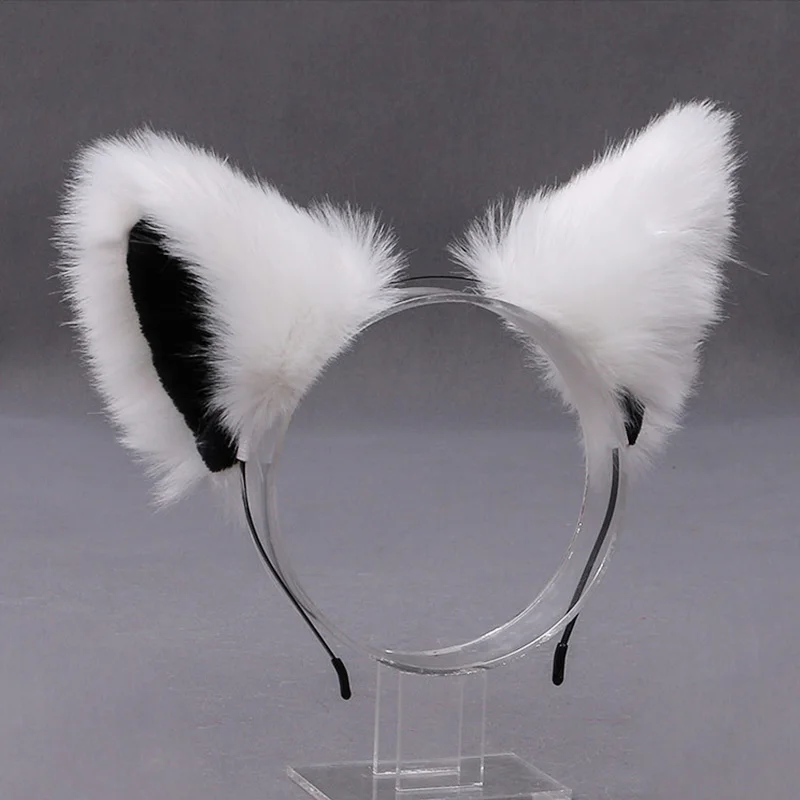 แมวน่ารักฟ็อกซ์ Faux Fur หูผม Hoops คอสเพลย์ Hairband ขนสัตว์ Headbands หญิงแฟชั่นเครื่องประดับผมสัตว์หูที่รัดผม