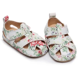 Infant Kid Beach Shoes Rubber Sole Anit-slip First Walker Toddle Baby Girl Shoes Princess Pu Hollow Solid Sandals 0-24Monthes