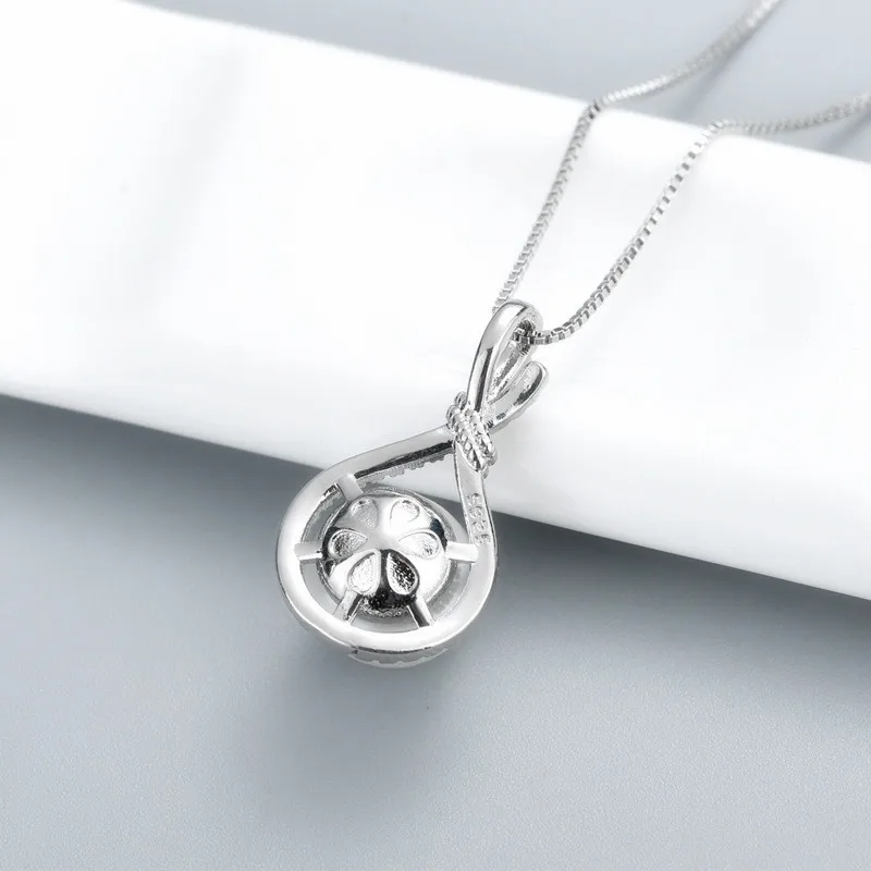 Luxury 925 Silver Jewelry Necklace Pendant Round White Pearl Zircon Gemstone Accessories for Women Wedding Engagement Wholesale