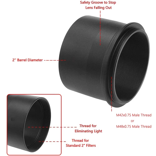 Imagen 2 del producto StarDikor-anillo adaptador de cámara para fotografía astronómica, lente ocular de telescopio astronómico de 2 pulgadas a (M42/M48) X0.75