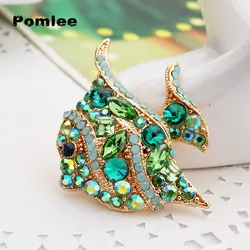 Pomlee Rhinestone tropikalna ryba broszki dla kobiet duża śliczna broszka ze zwierzęciem płaszcz imprezowy biżuteria modne dodatki