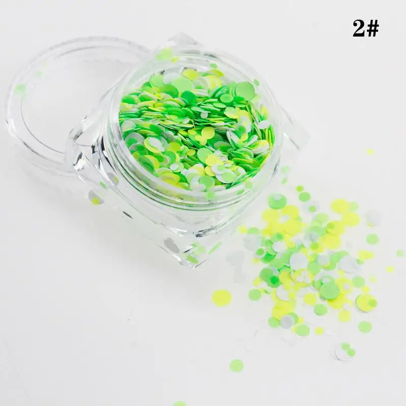 12 Boxes/set Neon Mixed Color Dot Glitter  Circle 1 MM /2 MM / 3 MM Mixed  Round Solvent Resistant Slime Charms Nail Art Tumbler