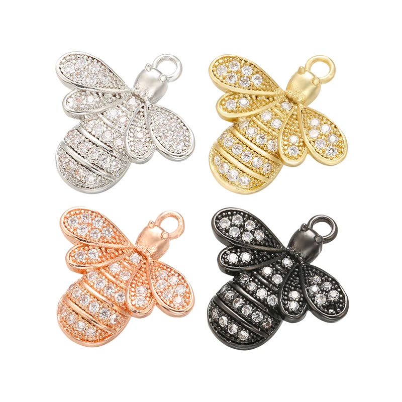 ZHUKOU Exquisite Crystal Bee Animal Pendant for Women's Necklace Earrings Jewelry Accessories model:VD525